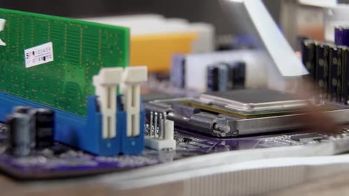 Process Cleaning Computer Motherboard