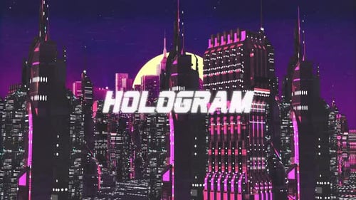 Retro Cyber City Background Hologram