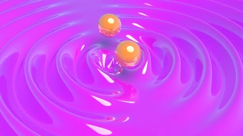 Fluid Abstract Background with Rippling Liquid and Spheres