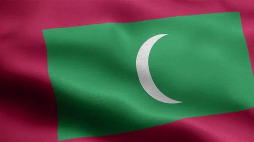 Realistic Maldives Flag Waving in Slow Motion