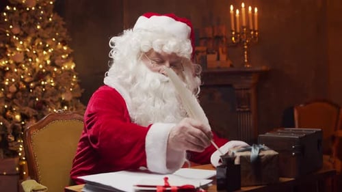 Santa Writing Letters by Cozy Christmas Tree