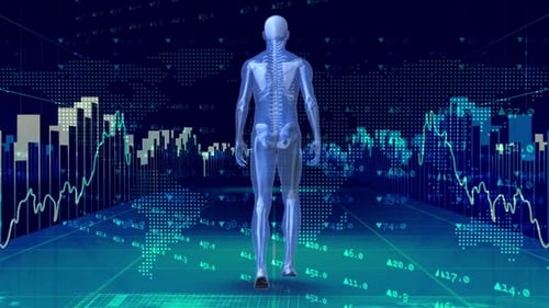 3D Human Skeleton Walking Through Digital Data Environment