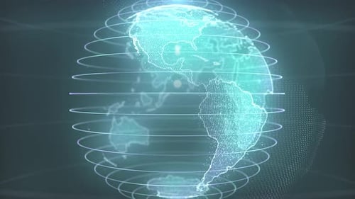 Digital Globe Spinning with Connecting Lines and Data