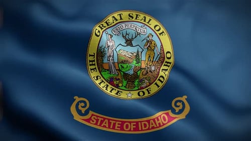 Realistic Waving Idaho State Flag with Seal