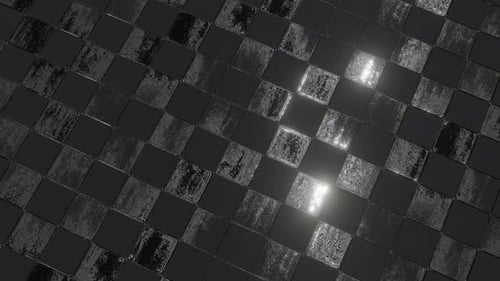 Schwarze und gespiegelte Quadrate mit Lichtreflexionen