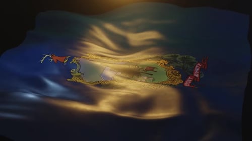 Waving Vermont State Flag Seamless Loop with Realistic Fabric