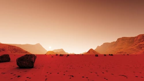 Mars Surface on Dark Background.