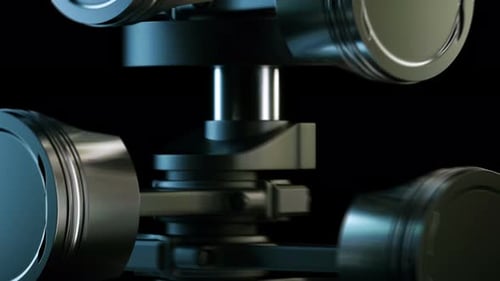 Funktionierender V8-Motor in Zeitlupe.
