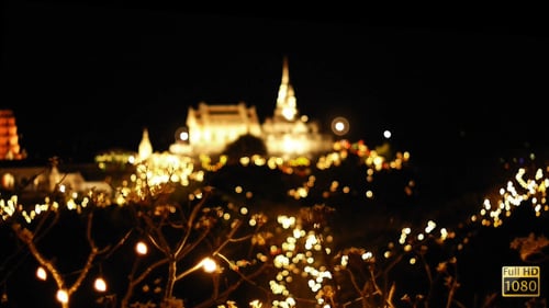Lit Building at Night, Silhouette View