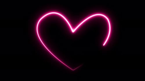 Neon Pink Heart Line Drawing Reveal Animation