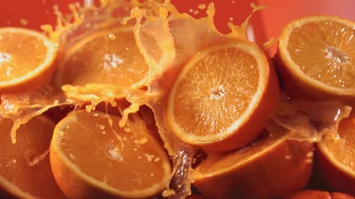 Bright Orange Slices with Juice Splash