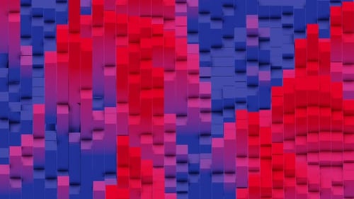 abstract 3d background animation cubes. 4k red and blue color animation