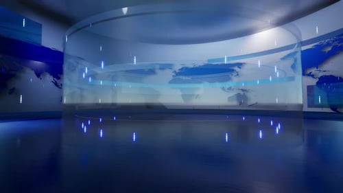 Futuristic Global News Broadcast Virtual Studio Background