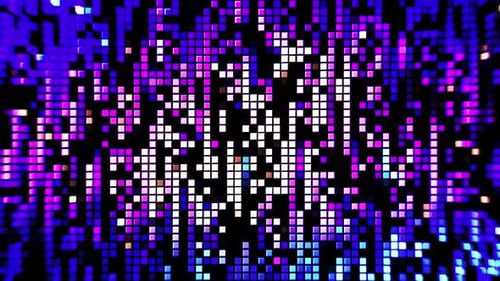 Neon Abstract Geometric Flickering Pixels Loop