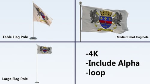 Realistic Waving Flag with Custom Coat of Arms and Alpha Channel