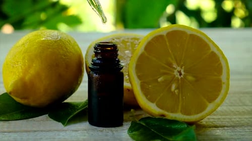 Lemon Essential Oil in a Small Bottle