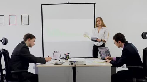 Business Presentation with Data in Modern Office