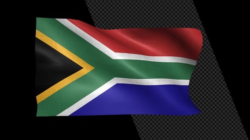 Realistic Fabric South Africa Flag Waving