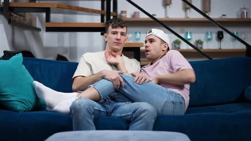 Affectionate Couple Relaxing on the Couch Together