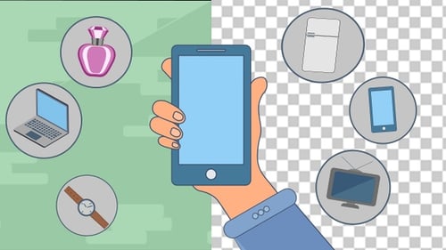 Mobile Online Shopping Flat Design Product Display Animation