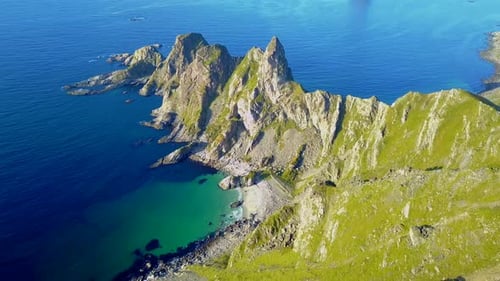 Lofoten Islands and Beach Aerial View in Norway