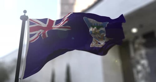 Realistic 3D Animation of Falkland Islands Flag Waving in Wind