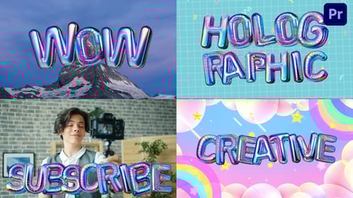 Colorful holographic 3D Balloon Letters Pack For Premiere Pro