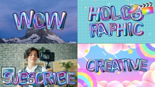 Colorful holographic 3D Balloon Letters Pack For Final Cut X and Apple Motion