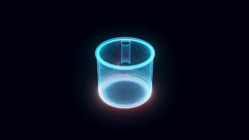 Futuristic Wireframe Cup Rotating Hologram Technology Animation