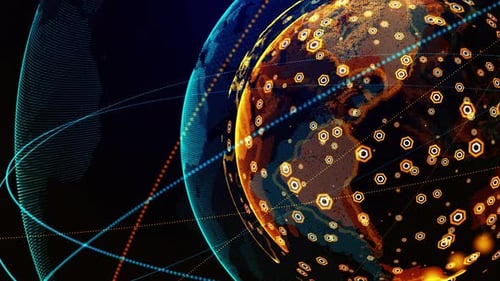 Futuristic Global Network Earth Connecting Data Points
