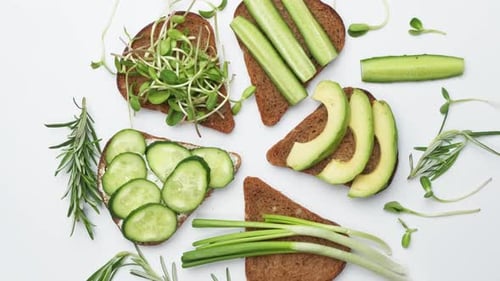 Healthy Rye Bread Open-Faced Sandwiches with Fresh Toppings