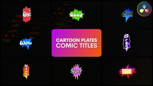 Cartoon Plates Comic Titles | DaVinci Resolve