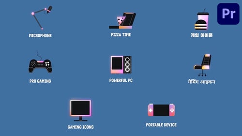 Podcast Gaming Icons And Titles for Premiere Pro