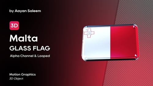 Malta Flag 3D Glass Badge