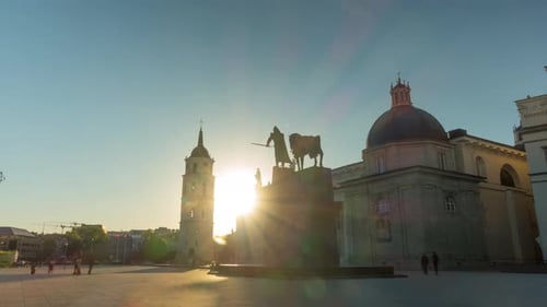 Vilnius, Lithuania - Sunset on the Cathedral Square, time-lapse