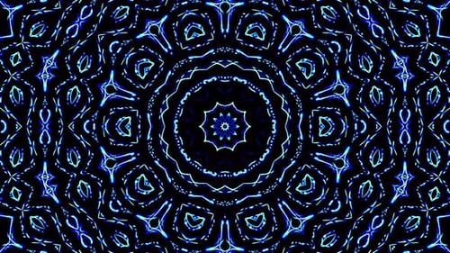Abstract Blue Neon Kaleidoscope Hypnotic Motion Background