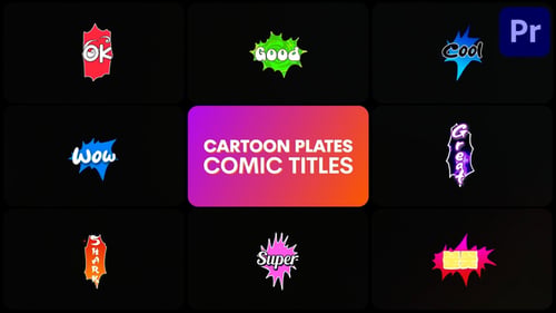 Cartoon Plates Comic Titles | Premiere Pro MOGRT