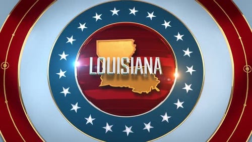 Dynamic 3D Patriotic USA Flag Louisiana State Intro