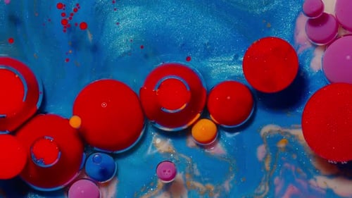 Colorful Paint Blobs in Abstract Macro Motion