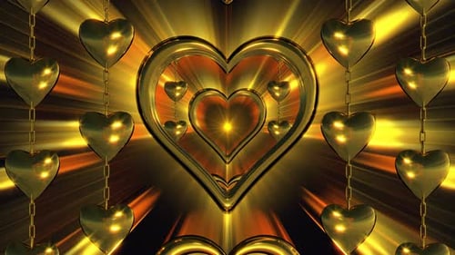Golden Hearts Seamless Loop Background Animation