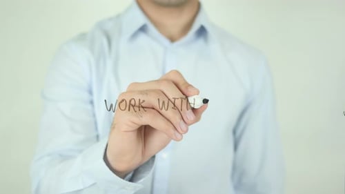 Writing "Work With Us" On Glass