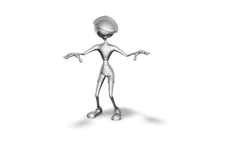 3D Silver Man Dance Looped on White