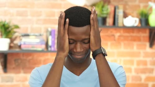 Black Young Man Reacting To Failure, Stress Concept