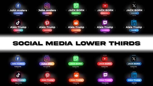 Animated Neon Social Media Lower Thirds