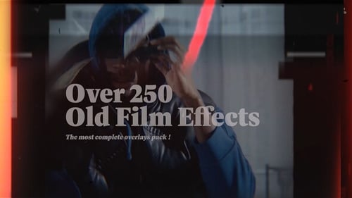 Film Strip Reel Overlay Effects, Organic Film Frame Jitter Overlays with Flicker Dust & Scratches