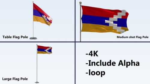 Republic of Artsakh Flag Waving on Alpha Channel