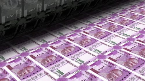 Indian 2000 Rupee Banknote Printing on Press Loop