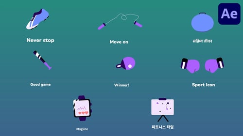 Fitness Sport Icons And Titles for After Effects