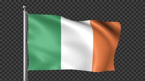 Realistic Waving Ireland Flag with Alpha Channel