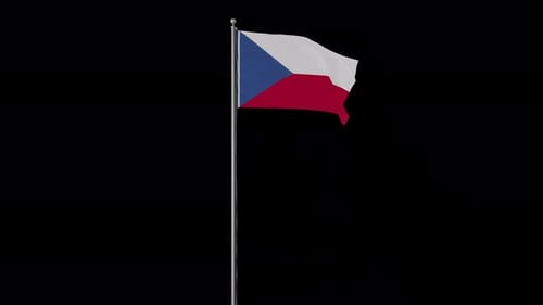 Czech Republic Flag Waving Animation on Pole
